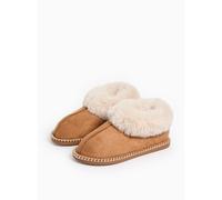 Tan Suede Stitch Detail Slipper Boots S
