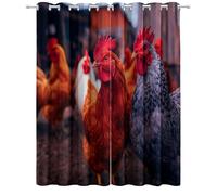 Tan Super Soft Curtain for Bedroom W 29.5" x L 65.4", Thermal Eyelet Curtains for Sun Blocking with Realistic Animal Rooster Pattern for the Living Room - 2 Panels