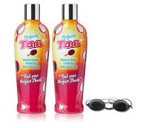 Tan Tanning Perfectly Accelerator Lotion 2 Pack - 250ml Each, Ultra-Hydrating Indoor/Outdoor Formula with Aloe Vera, Sunflower & Monoi de Tahiti Oil, Includes Tanning Goggles