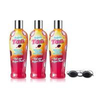 Tan Tanning Perfectly Accelerator Lotion 3 Pack - 250ml Each, Ultra-Hydrating Indoor/Outdoor Formula with Aloe Vera, Sunflower & Monoi de Tahiti Oil, Includes Tanning Goggles
