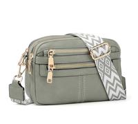 TAN.TOMI Crossbody Bags for Women 6-Pockets Purses for Women Vegan Leather Shoulder Bag Handbags for Women Travel Shopping, Gray