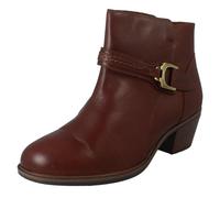 (Tan, UK 6.5) Ladies Clarks Zip Fastening Block Heeled Smart Casual Ankle Boots - Neva Buckle