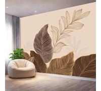 Tan Wall Mural, Simple Tropical Plants Banana Leaves Decorative Background Wallpapers (Not Peel and Stick), 200 x 140 cm (W x H) Large Office Living Room Bedroom Room Decor Mural Art