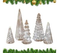 Tanakeji Christmas Tree for the Table, Pack of 5 Silver Table Decoration, Illuminated Christmas Tree - for Bedside Table, Party, Indoor, Home, Gathering, Event, Holiday, Winter Festival