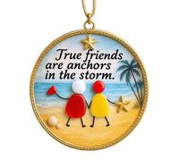 Tanakeji Friendship Christmas Ornaments - 2D Acrylic Decoration Memory Pendant - Sea Glass Friend Ornaments for Christmas - For Women Female Sister Sisters Family Birthday Easter