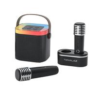TANALAZ Karaoke Machine with 2 Wireless Microphones and Base, Mini Bluetooth Singing Toys Speaker Mic Set with LED Party Lights and Voice Changer, Birthday Gift for 3-12 Years Boy Girl Kids Adults