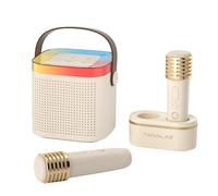 TANALAZ Karaoke Machine with 2 Wireless Microphones and Base, Mini Bluetooth Singing Toys Speaker Mic Set with LED Party Lights and Voice Changer, Birthday Gift for 3-12 Years Boy Girl Kids Adults