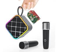 TANALAZ Mini Karaoke Machine 2 Wireless Microphone, Portable Bluetooth Karaoke Speaker with Carrying Handle for Birthday Party Outdoor Travel, Home Karaoke System for 3-12 Kids on Christmas (Black)