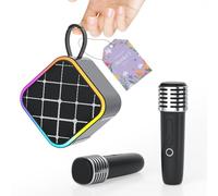 TANALAZ Mini Karaoke Machine 2 Wireless Microphone, Portable Bluetooth Karaoke Speaker with Carrying Handle for Birthday Party Outdoor Travel, Home Karaoke System for 3-12 Kids on Christmas (Black)