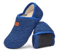 Tanamo Slippers for Women Men House Socks Shoes with Non-Slip Rubber Sole Fuzzy Fluffy Lining Slip-on Indoor Outdoor Jogging Yoga Dancing Walking Lightweight Unisex, Navy Blue, 5-6 Women/4-5 Men