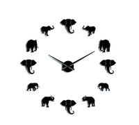 Tanant Wall Clock DIY Elephant Wall Clock Mirror Effect Wall Clock Unique Elephant Animal Shape Wall Clock Frameless Elephant Clock 3D Wall Watch for Living Room Bedroom
