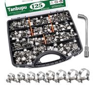 Tanbupu 125PCS 304 Stainless Steel Hose Clamps Assortment Adjustable 9/32"-23/32" Dia (7-18mm) Heavy Duty Metal Small Hose Clamps for Radiator Plumbing, Automotive,Diesel Petrol Pipe,Fuel Line