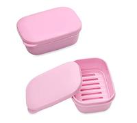 TANCANO Soap Dish Soap Box Soap Holder 2 Pack Container Soap Case for Shower, Waterproof Portable Soap Tray for Traveling, Car, Home, Outdoor, Camping, Gym, Light Pink