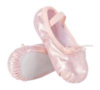 Tancefair Ballet Shoes for Girls Glitter Dance Shoes Ballet Flats Full Sole Dance Slippers Gymnastic Yoga Shoes for Girls Toddlers Pink