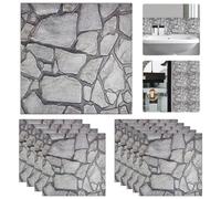 TANCUDER 10 PCS 3D Wall Panels Self Adhesive PVC Wall Wallpaper Peel and Stick Stone Wall Panels Waterproof PE Foam Panel Wall Tiles 3D Tile Brick Wall Sticker for Living Room Bedroom Decor, 30x30cm