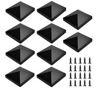 TANCUDER 10 PCS Fence Post Cap Black Deck Post Caps Neat Toppers for Fence Posts, Plastic Fence Post Top Cap with 20 M35*10mm Screws Fits 4x4" Square Post - Rot Protection, Durable Outdoor Post Covers