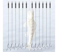 TANCUDER 12 PCS Fishing Hair Rigs Barbless Size 6# 8# 10# Coarse Curve Shank Carp Hooks Braided Line Swivel Carp Boilie Rig Barbless Carp Fishing Tackle for Using in Freshwater and Saltwater, 12lb