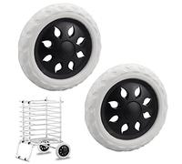 TANCUDER 2 PCS Shopping Cart Wheels 16cm Dia Shopping Trolley Wheels Replacement Hot Wheel Design Plastic Core Foam Wheels Travelling Luggage Travelers Cartwheels Pulley Rolling Roller, Black & White