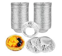 TANCUDER 250 PCS Foil Trays Muffin Cases Disposable Aluminum Foil Cups Round Mini Egg Tart Cases Mold for Cake Tarts Cupcakes, Foil Pudding Dishes Basins Pancake Bun Cases Tin Pie Trays for Baking