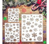 TANCUDER 3 PCS Christmas Snowflake Stencil Template, Xmas Craft Stencils Templates Reusable Plastic Drawing Painting Stencils Winter Snowflake Templates for Window Glass Wall Door Snow Flake, 3 Sizes