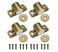 TANCUDER 4 PCS Magnetic Door Catch Latch Kitchen Magnet Push Catch Round Magnets Door Closers Catches Retro Cabinet Hardware Fittings with Screw for Wardrobe Cupboards Drawer Closet Doors, Bronze
