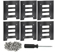 TANCUDER Pack of 6 Metal Internal Mounting Kits for 2.5 Inch SSD Laptop Drives & 3.5 Inch Hard Disk Drives, Black Brackets for Hard Drive, 2.5" to 3.5" SSD/HDD Mounting Bracket SSD Tray Frame Adapter