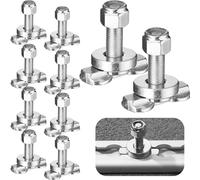 Tandefio 10 Pcs L Track Double Lug Threaded Stud Nut Fitting Tie Down Bearing 5500 LBS Using with L Track Rail to Create Heavy Duty Bolt Down Anchor Points for Trailer Truck Bed Cargo Control (Silver)