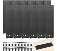 Tandefio 12 Pcs 10"x3" Straight Steel Flat Plates Black Metal Mending Plate with Hole Fixing Joining Bracket with 144 Pcs Screws for Wood Furniture, Repair House, Pavilion, Truss Framing