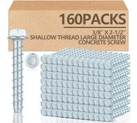 Tandefio 160 Pack 3/8" X 2-1/2" Galvanized Concrete Screws Large Diameter Anchors Concrete Screw Anchor Bolts Masonry Screw for Anchoring to Masonry Brick or Block