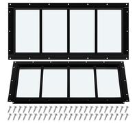 Tandefio 2 Pack 10'' X 23'' Black Basement Garage Door Flush Mount Shed Window with Tempered Glass Household Windows with Srews for Chicken Coop Sheds Barns Playhouse