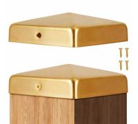 Tandefio 2 Pcs 4x4'' (Actual 3.5x3.5'') Solid Brass Post Caps Fence Pyramid Decking Caps with Screw for Metal Wood Cedar Fence Deck Corridors Mailbox Posts End Cover