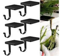 Tandefio 2 Pcs Christmas Stocking Holders for Mantle Heavy Duty Stocking Hangers with Protective Pads Cast Iron Xmas Stocking Hooks for Fireplace Home Shelf (Black)