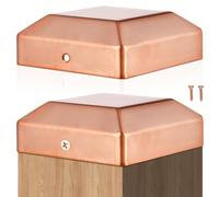 Tandefio 2 Pcs Post Cap Solid Copper Pyramid 3.5 x 3.5 Inch Post Caps Decking Caps PVC Fence Parts for Decks Fence Mailbox