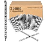Tandefio 2 Pounds Hardened Flooring Nails 304 Stainless Steel 2-1/4 Inches Spiral Shank Fence Deck Silver Twisted Nails for House Floor Repairing Wall Woodworking Baseboard
