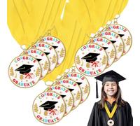 Tandefio 24 Pcs Kindergarten Graduation Metal Medals for Kids Bulk Graduation Award Medals with Yellow Neck Ribbons for Students Boys Girls Preschool Graduating Gifts Party Favors Supplies