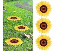Tandefio 3 Pcs Sunflower Stepping Stones 12 Inch Iron Pavers for Garden Walkway Decorative Sunflower Garden Decor for Indoor Outdoor Patio Yard Outside, Colorful Yellow