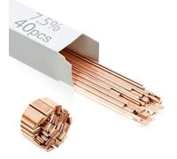 Tandefio 40 Sticks Brazing Rods AWS BCUP-3 7.5% Silver Solder Phos Copper Brazing Alloys Flat Welding Rods Industry 0.050"x1/8"x10" for Air Conditioning Refrigerator Cold Storage HVAC Units