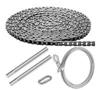 Tandefio #41 20 ft Roller Chain for Gate Opener with 2 Connecting Links 1 Cable Garage Door Opener Chain 2 Tie Rod Connection for Automatic Sliding Gate Extension Replacement Garage Hanger Door Karts
