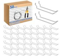 Tandefio 50 Pcs Double Arm Pegboard Hooks Heavy Duty 4.52" Fit 1/4 Pegboard Hole Loop Peg Board Wall Pegs Shelf Hooks for Shelves for Retail Stores Craft Room Garage Workbench