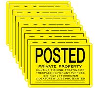 Tandefio 8 Pcs No Trespassing Signs Private Property-Rust-Free Aluminum Signs-UV Printed, Reflective, Weatherproof for Outdoor,Indoor-Keep Hunters, Trespassers(11.8×8 Inches,Horizontal,Yellow)