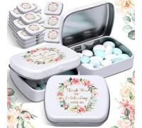 Tandefio Pack of 24 Wedding Mint Tins Bulk Small Tin Tin with Lids Mini Rectangle Empty Hinged Wedding Gift Thank You Celebration Gifts for Bridal Shower Baby Shower