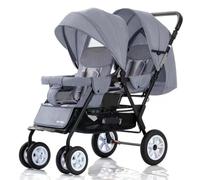Tandem Double Baby Stroller for Twins & Siblings compact | One Step Fold Lightweight Twin Pushchair with Large Storage Basket