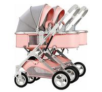 Tandem Stroller for Newborn,Twins Pushchair for Infant and Toddler,Twin Baby Pram Stroller,Detachable 2 Single Infant Carriage with Aluminum Frame(Pink)