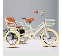 Tandem Tricycle For Kids, Built To Last From Ages 3 To 12,Features Dual Brakes & Height Adjustment,Share The Adventure(20-inch white)