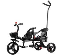 Tandem Tricycle with Parent Steering and Safety Features for Family Outdoor Fun