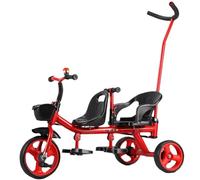 Tandem Tricycle with Parent Steering and Safety Features for Family Outdoor Fun