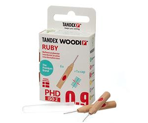 Tandex Woodi 6 Interdental Brushes - Ruby PHD 0.9 ISO 2 - Pack of 1