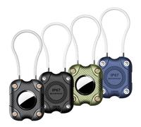 TANDOLER 1|2|4 Pack for Airtag Holder with Wire Cable Lock Key Ring, with IP67 Waterproof, GPS Case for Apple for Air tag, for Keychain, Luggage, Pet Collar, Black/Black/Blue/Green-4 Pack