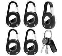 Tandoler Case for Apple for AirTag, 4 Pack Secure Holder for AirTag with Carabiner, Heavy Duty Protective Tracker Cover for Keys, Luggage, Scratch-Resistant & Anti-Lost Accessories, Black