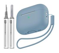 Tandoler Compatible with Airpods Pro 2 Case, Soft Silicone Skin Cover Protective Cases with Cleaner kit and Lanyard Compatible for AirPod Pro 2nd Generation, Front LED Visible - Azure Blue